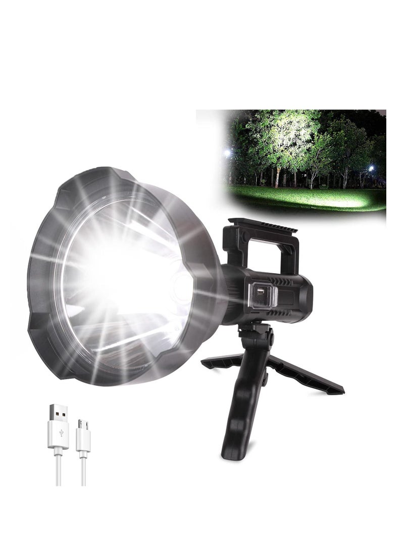 Excefore Rechargeable Handheld Spotlight Flashlight, 90000 High Lumens, Super Bright LED Flashlight for Emergencies, 4 Modes Waterproof Searchlight Spotlight for Fishing, Hunting, Hiking, Camping with Tripod  - Image 1