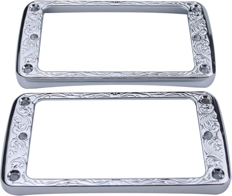 guyker Curved Bottom Metal Humbucker Pickup Mounting Ring Set - Bridge and Neck Pickups Cover Frame Replacement Compatible with Les Paul LP Style Electric Guitar or Precision Bass(PR006 2PCS, Chrome) - Image 1
