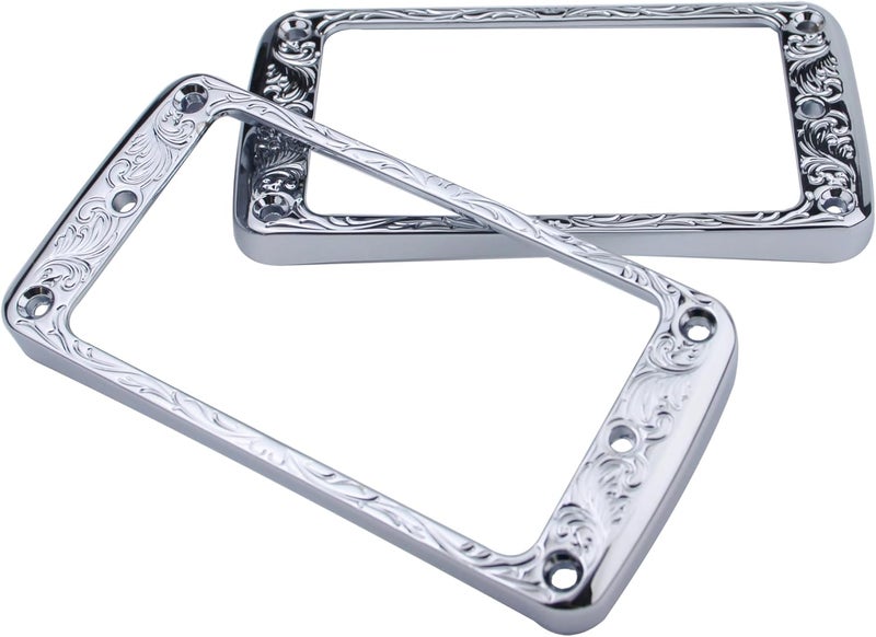 guyker Curved Bottom Metal Humbucker Pickup Mounting Ring Set - Bridge and Neck Pickups Cover Frame Replacement Compatible with Les Paul LP Style Electric Guitar or Precision Bass(PR006 2PCS, Chrome) - Image 2