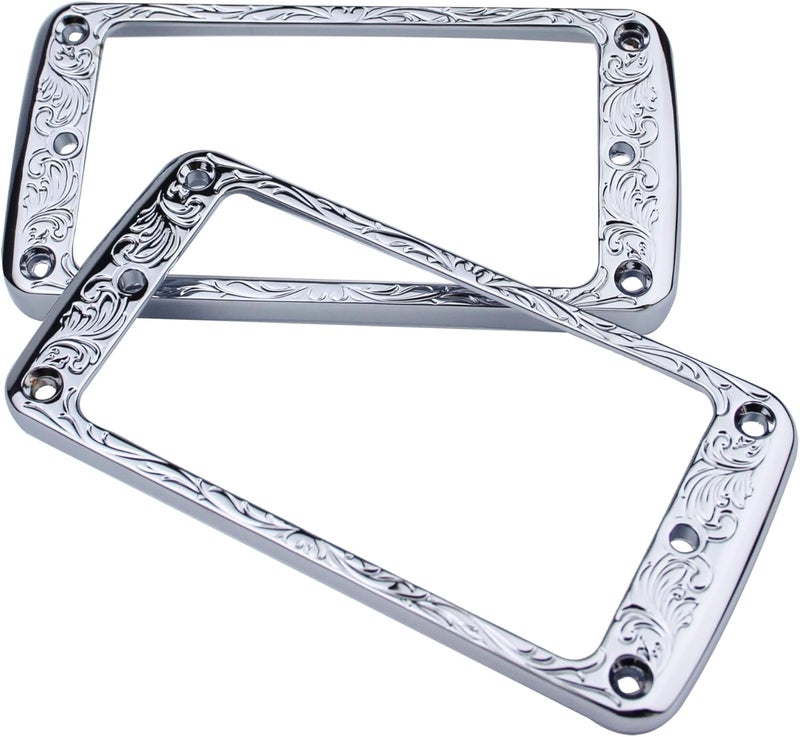 guyker Curved Bottom Metal Humbucker Pickup Mounting Ring Set - Bridge and Neck Pickups Cover Frame Replacement Compatible with Les Paul LP Style Electric Guitar or Precision Bass(PR006 2PCS, Chrome) - Image 3