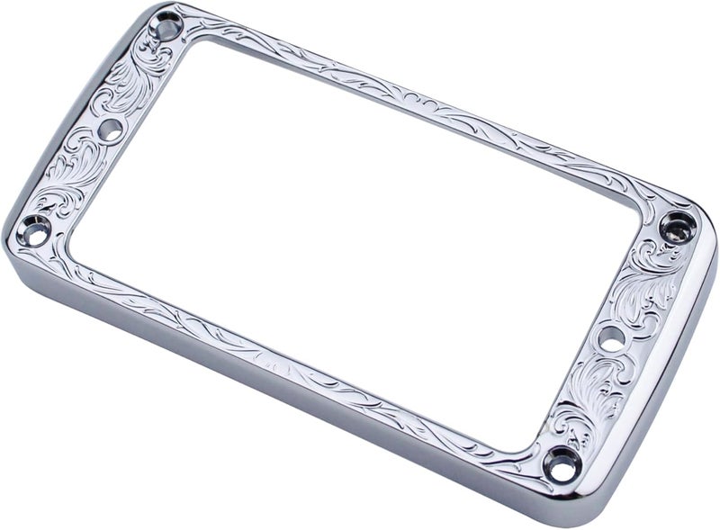 guyker Curved Bottom Metal Humbucker Pickup Mounting Ring Set - Bridge and Neck Pickups Cover Frame Replacement Compatible with Les Paul LP Style Electric Guitar or Precision Bass(PR006 2PCS, Chrome) - Image 4