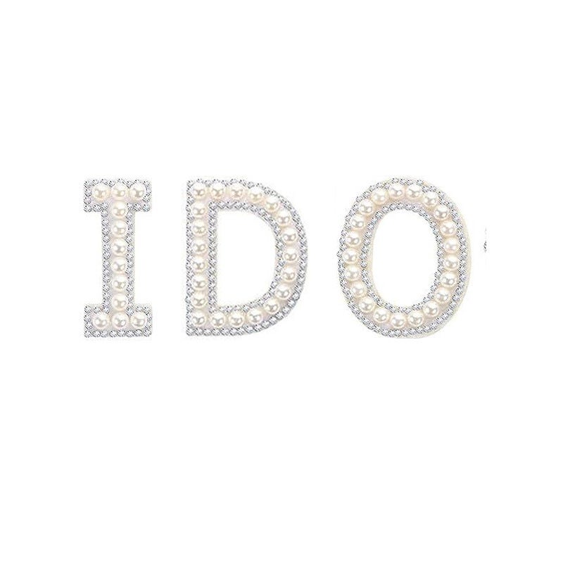 Mrs Bride I Do Rhinestone Pearl Letter Iron-on Patch I DO white diamond sticker