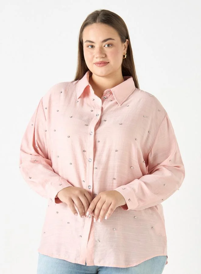 ايكونيك قميص مطرّز بأكمام طويلة من آيكونيك