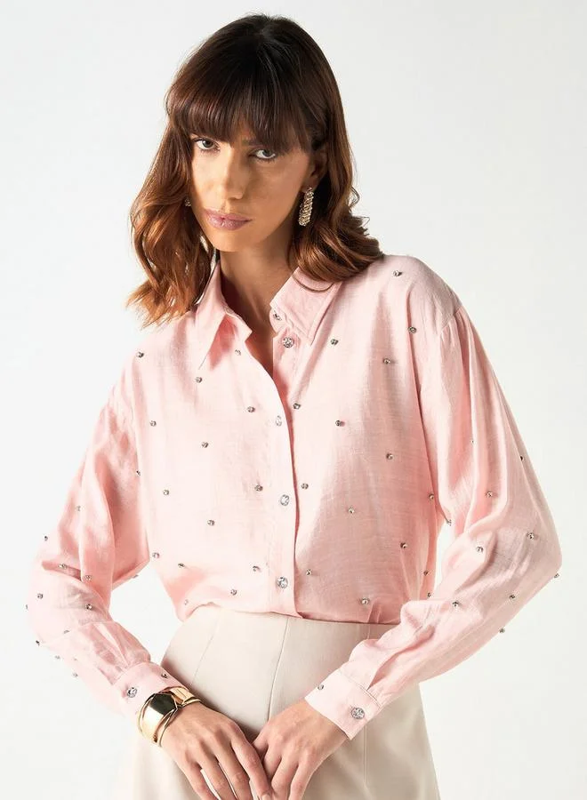 ايكونيك قميص مطرّز بأكمام طويلة من آيكونيك