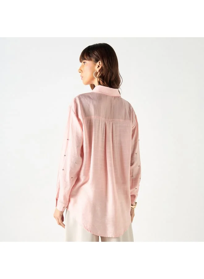 Iconic Iconic Embellished Shirt with Long Sleeves