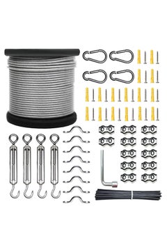 Generic String Light Hanging Kit 200FT Outdoor Light Hanging Kit Globe String Lights Suspension Kit Vinyl Coated 304 Stainless Steel Cable Outdoor Light Guide Wire Outdoor Light Hanging Kit  - Image 1