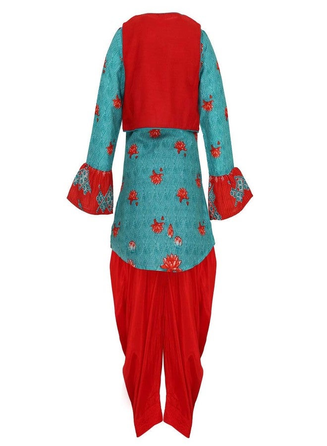 BIBA GIRL PRINTED RELAXED KID(KW3490_TURQUOISE -RED_9) - Image 2