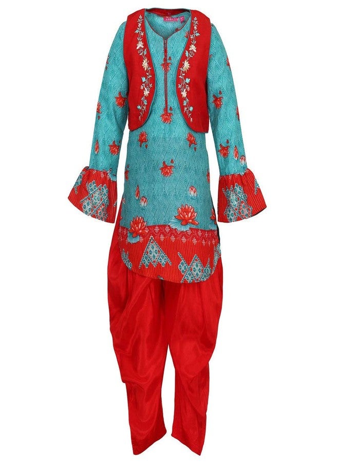 BIBA GIRL PRINTED RELAXED KID(KW3490_TURQUOISE -RED_9) - Image 1