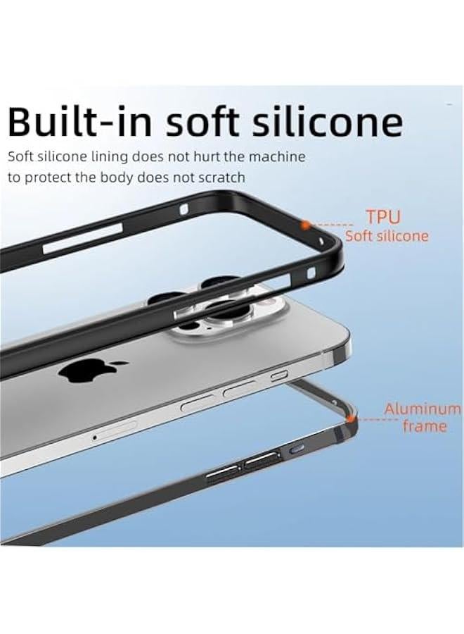 New Aluminum Frame Metal Bumper Frame Slim Hard Case Cover for iPhone16 Pro, Metal Frame with Soft Inner Bumper, Raised Edge Protection (Black, for iPhone16 Pro) - Image 2