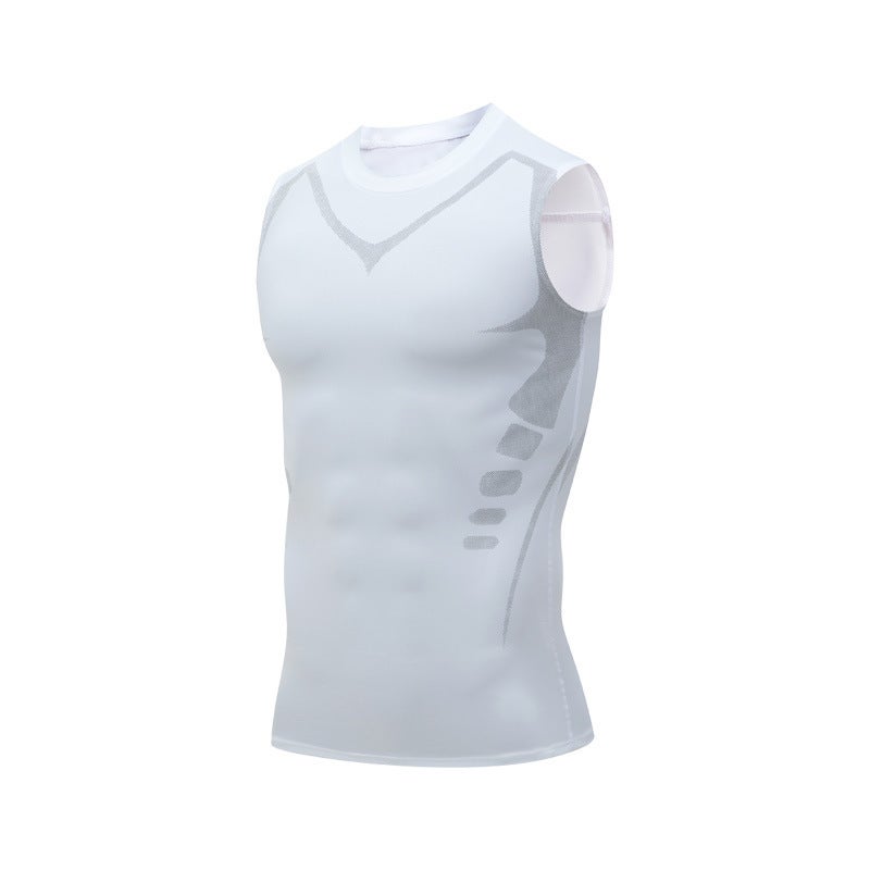Generic Mens Athletic Compression Tank Top Quick-Dry Basketball Gym Sleeveless 807 white 