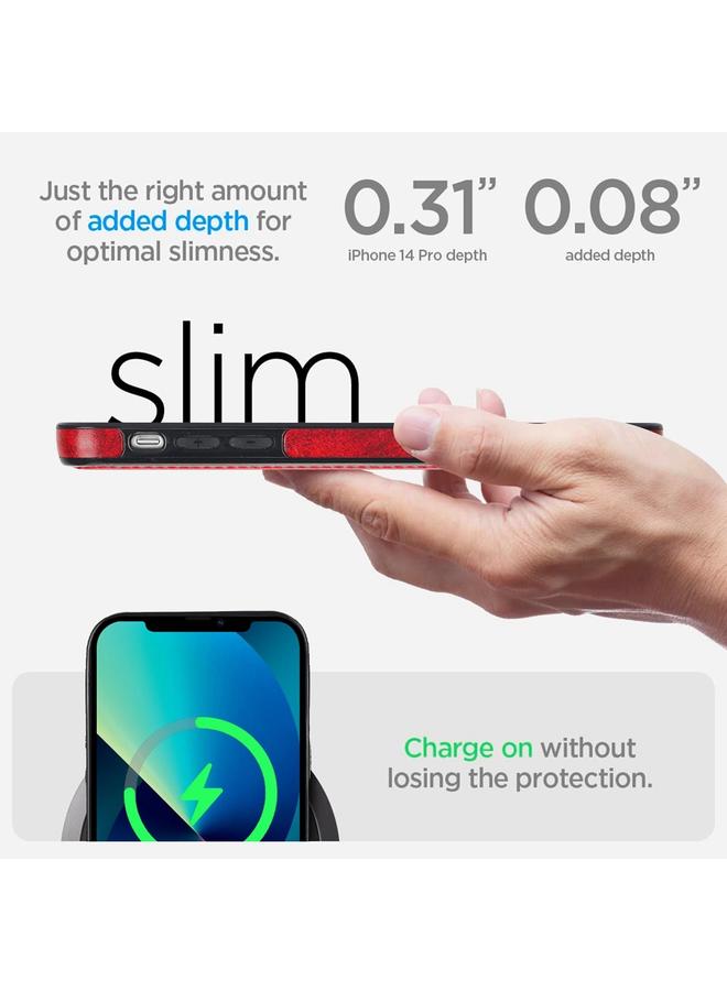 اس-توب جراب هاتف من الجلد بتصميم كلاسيكي مع حامل مغناطيسي غير مرئي لهاتف iPhone 14 من MagSafe - Image 5