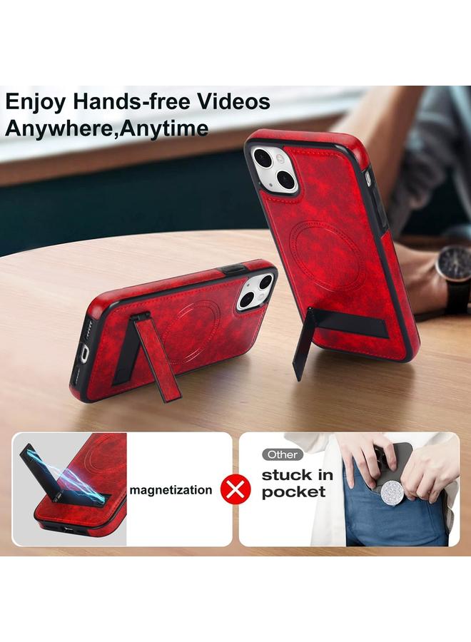 اس-توب جراب هاتف من الجلد بتصميم كلاسيكي مع حامل مغناطيسي غير مرئي لهاتف iPhone 14 من MagSafe - Image 3