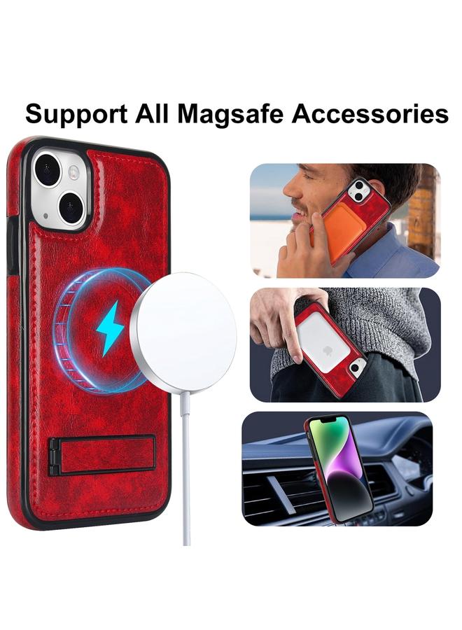 اس-توب جراب هاتف من الجلد بتصميم كلاسيكي مع حامل مغناطيسي غير مرئي لهاتف iPhone 14 من MagSafe - Image 2