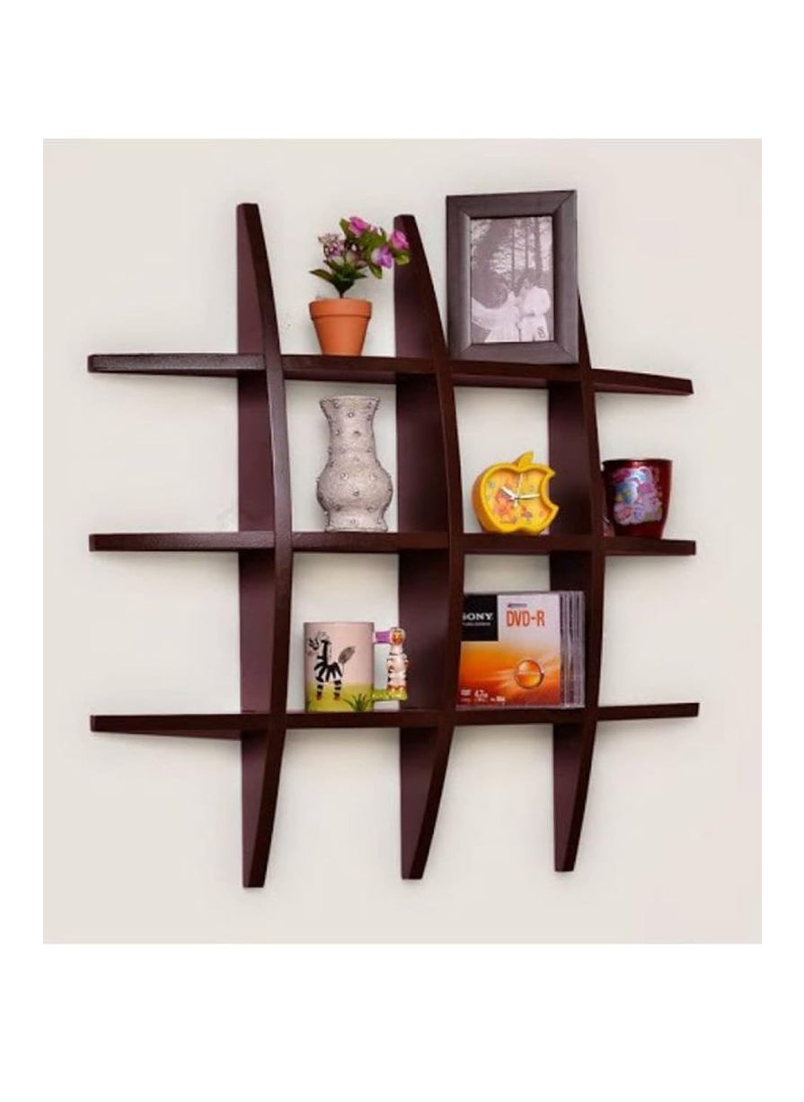 YASAR HANDICRAFTS YASAR HANDICRAFTS Engineered Wood Glossy Globe Shape Tier Rack Wall Mounted Shelf Wall Shelf for Home Decoration Storage Living Room Office Wall Shelf Number of Shelves 6 Brown 