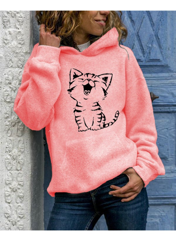 Generic - 2024 New Womens Long Sleeve Hoodie Animal Print gray hooded - Image 1