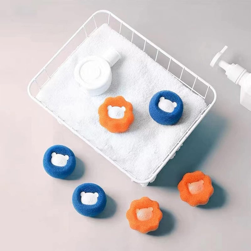 Hair Removal Cleaning Ball Home Hair Removal Sponge Laundry Sticky Artifact Reusable Cotton Puff Ball For Washer Dryer Hair Catcher Dog Cat Pet Hair Remover (6 Pieces) - Image 5