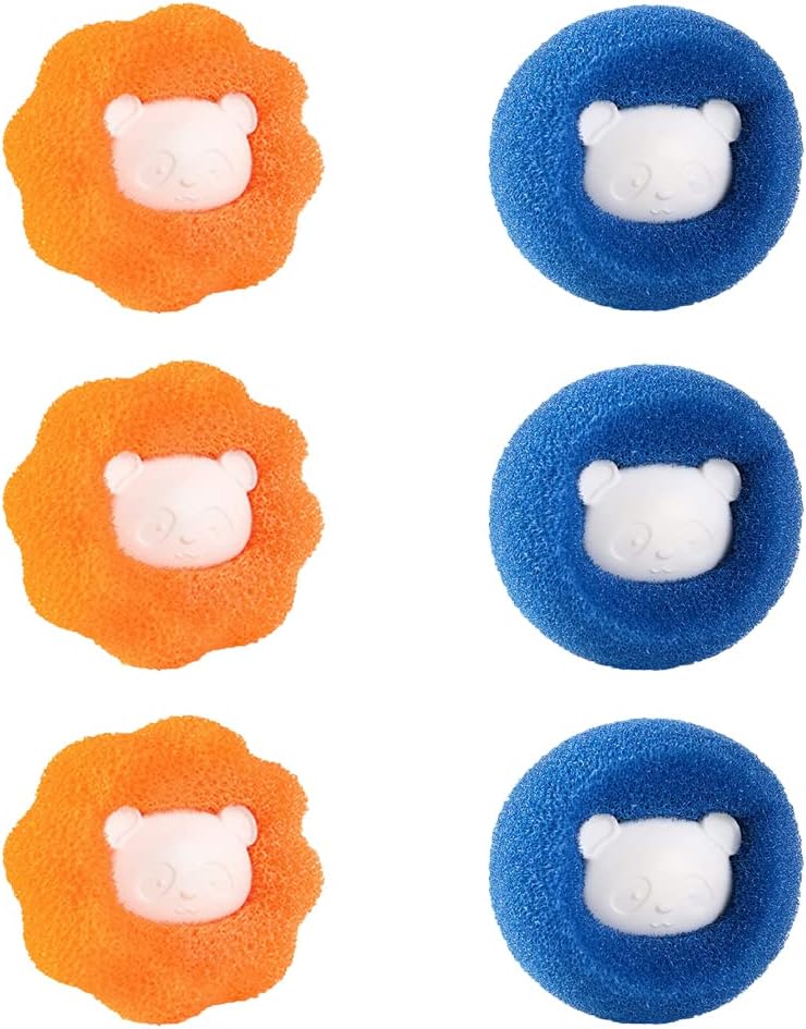 Hair Removal Cleaning Ball Home Hair Removal Sponge Laundry Sticky Artifact Reusable Cotton Puff Ball For Washer Dryer Hair Catcher Dog Cat Pet Hair Remover (6 Pieces) - Image 1
