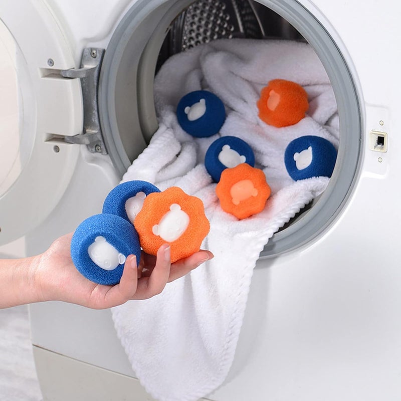 Hair Removal Cleaning Ball Home Hair Removal Sponge Laundry Sticky Artifact Reusable Cotton Puff Ball For Washer Dryer Hair Catcher Dog Cat Pet Hair Remover (6 Pieces) - Image 2