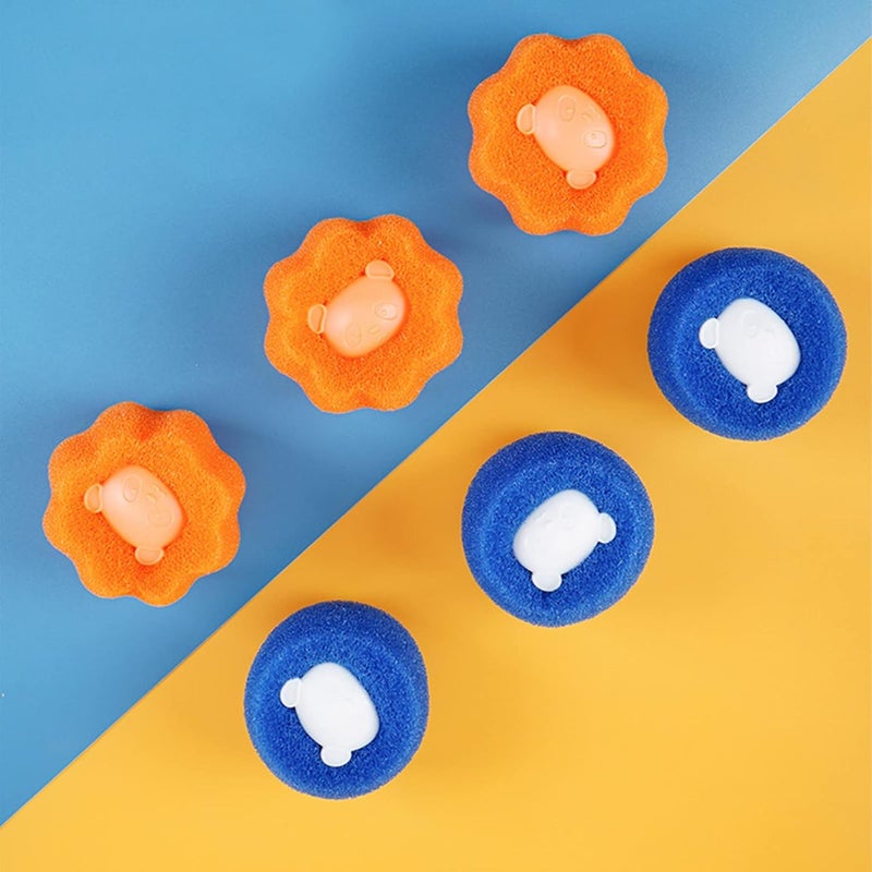 Hair Removal Cleaning Ball Home Hair Removal Sponge Laundry Sticky Artifact Reusable Cotton Puff Ball For Washer Dryer Hair Catcher Dog Cat Pet Hair Remover (6 Pieces) - Image 3