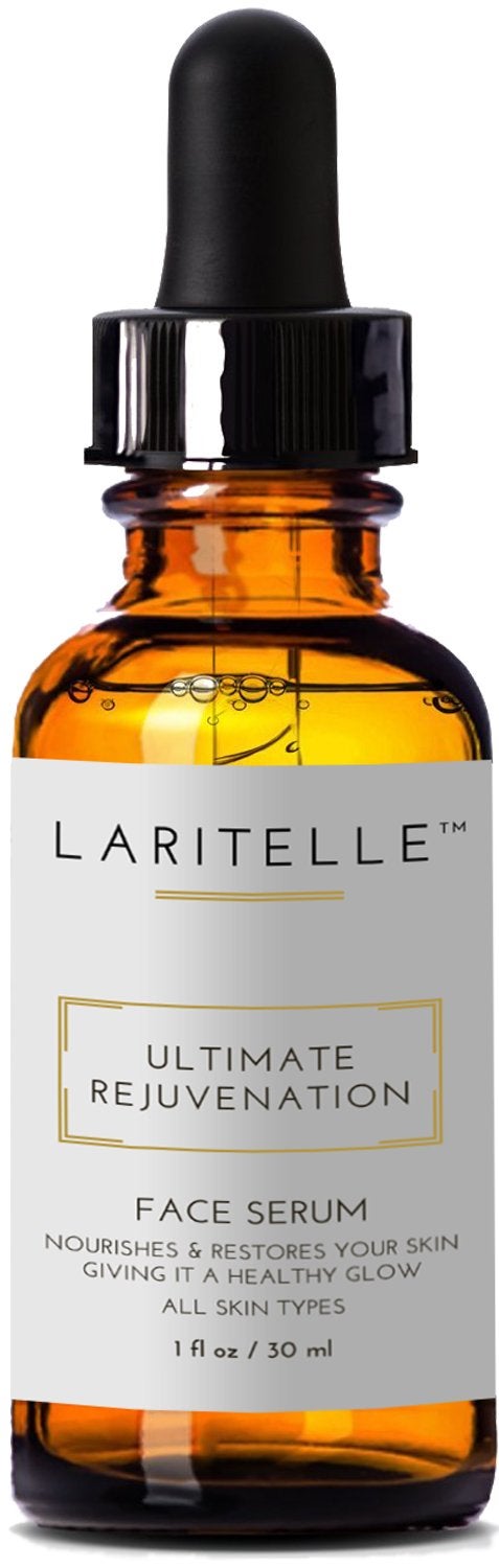 Laritelle Organic Face Serum Rejuvenating Nourishing Vitamins and Antioxidantsrich Treatment for Face Neck and Decollete Luxurious Silky Smoothing Balancing Serum for All Skin Types 1 oz