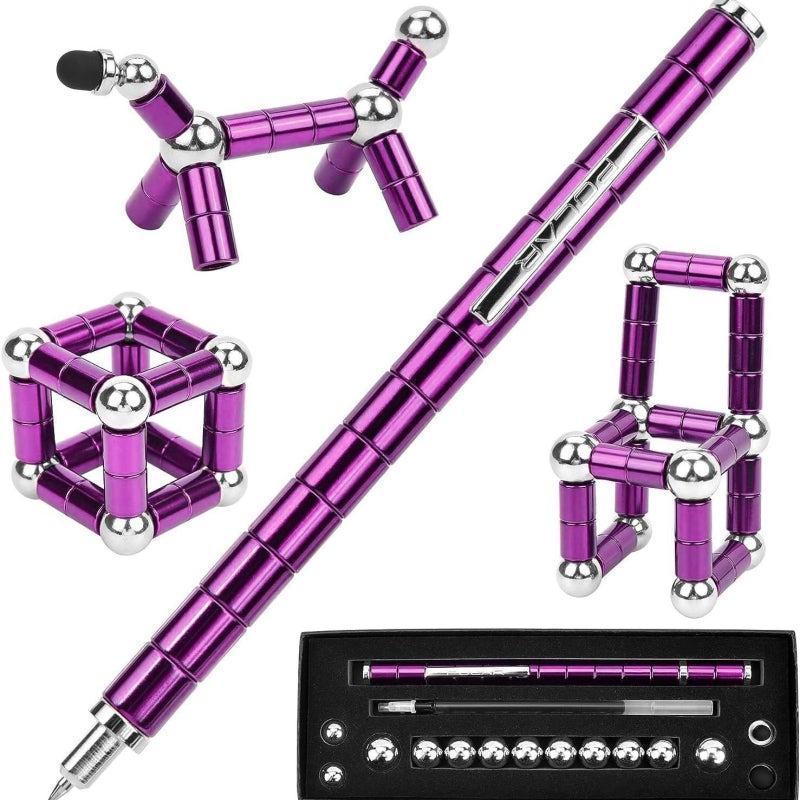 Magnetic Pen: Purple Set Deformable Writing & Stress Relieving Finger Gadget - Shape-Shifting Intelligence Toy for Kids 12+, Brain Workers & Desktop Decoration - Image 1