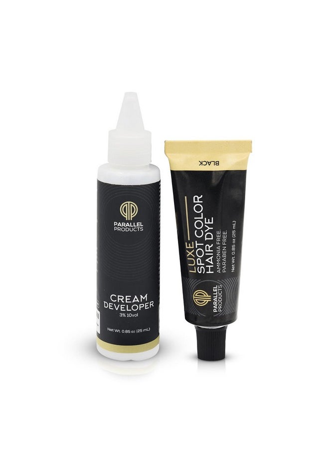 PARALLEL PRODUCTS - Luxe Color (Black) Cream Hair Dye 25Ml Tint For Professional Spot Coloring With Cream Developer Mixing Dish And Application Brush Covers Grey Hair Root Touch Up - Image 1