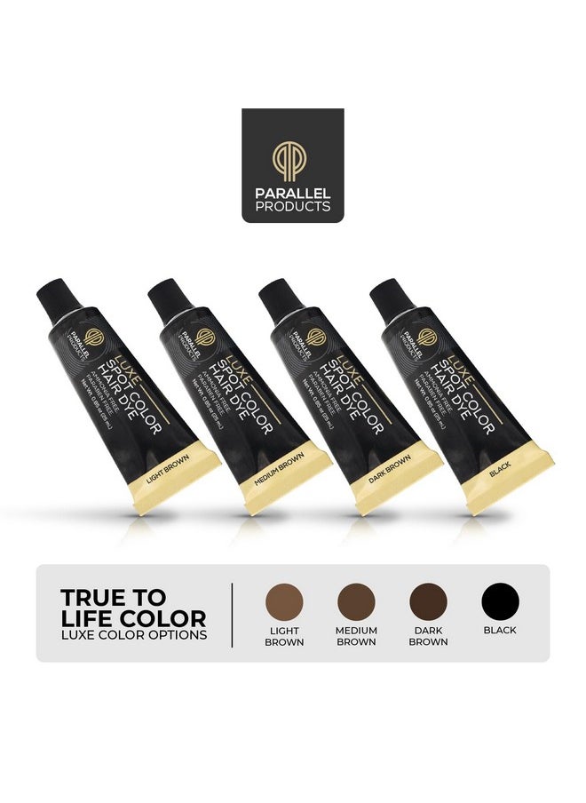 PARALLEL PRODUCTS - Luxe Color (Black) Cream Hair Dye 25Ml Tint For Professional Spot Coloring With Cream Developer Mixing Dish And Application Brush Covers Grey Hair Root Touch Up - Image 1