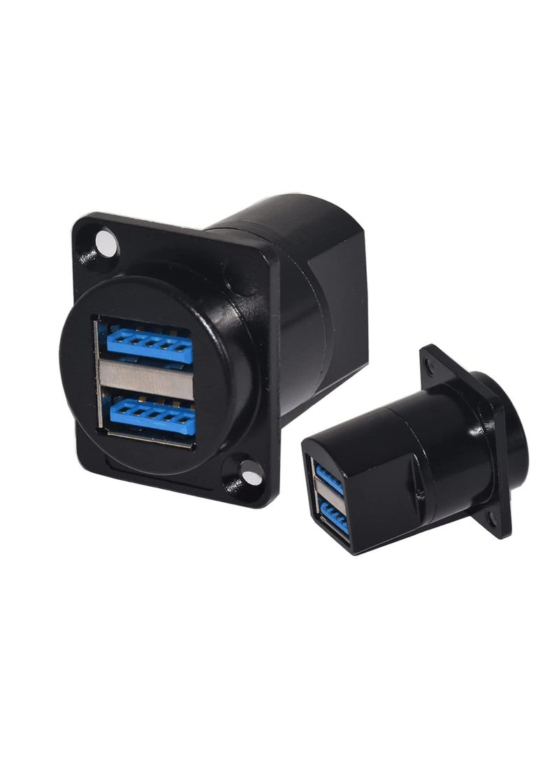 DKURVE® 2 Ports USB 3.0 Panel Mount Female to Female Coupler Adapter Data Transfer Aviation Connectors for Audio Video - Image 1