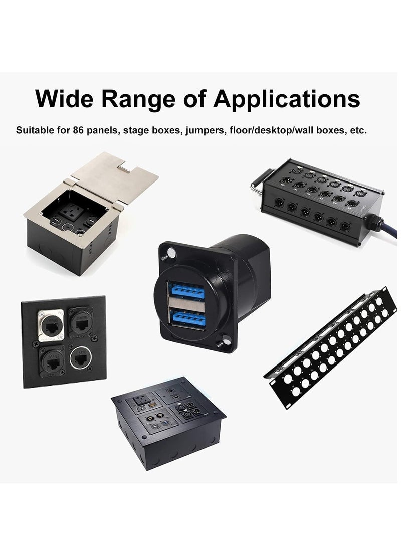 DKURVE® 2 Ports USB 3.0 Panel Mount Female to Female Coupler Adapter Data Transfer Aviation Connectors for Audio Video - Image 3