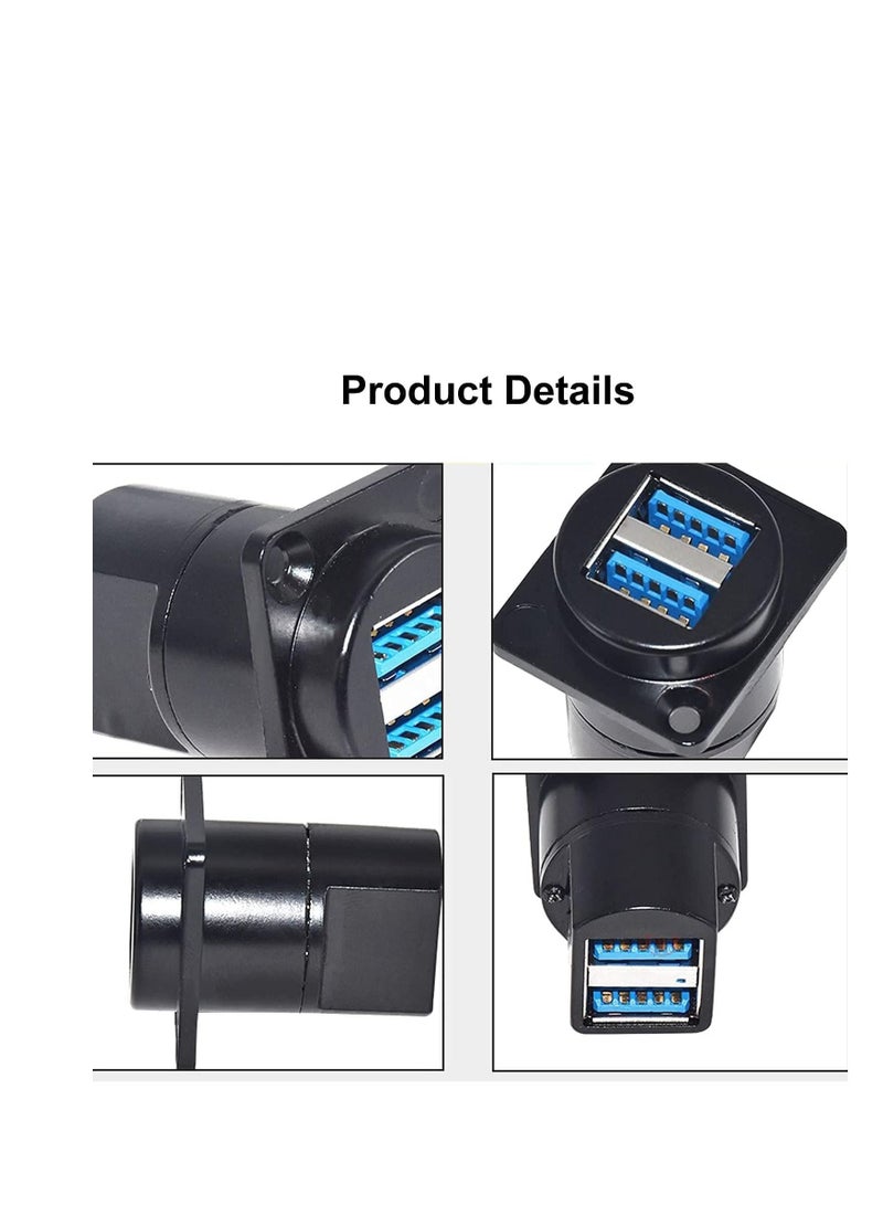 DKURVE® 2 Ports USB 3.0 Panel Mount Female to Female Coupler Adapter Data Transfer Aviation Connectors for Audio Video - Image 5