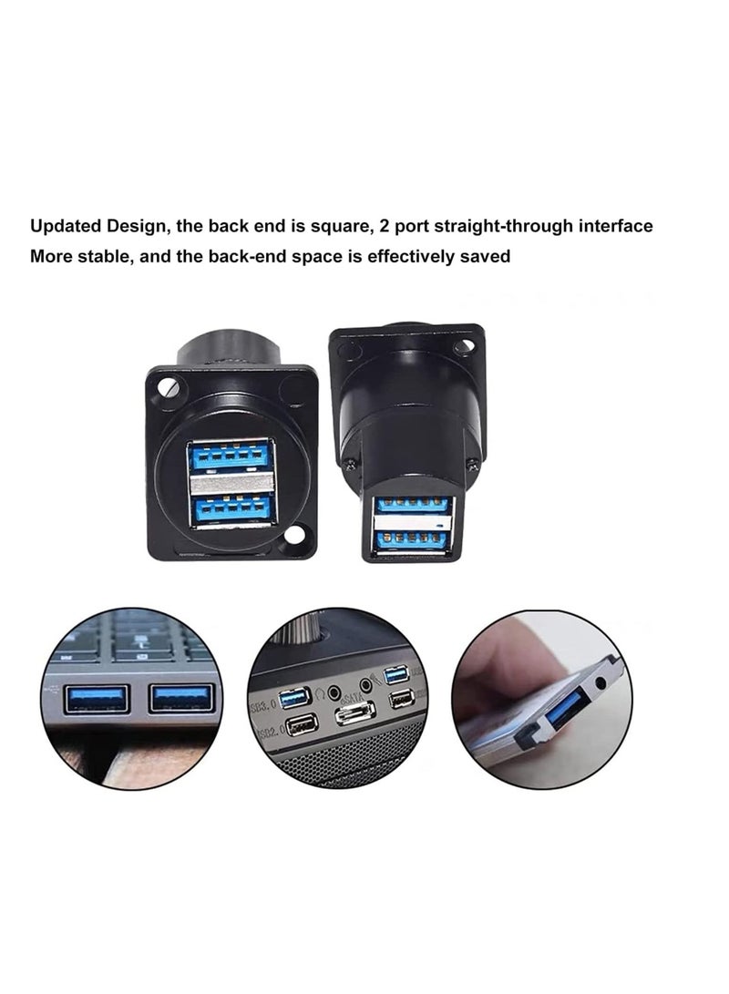 DKURVE® 2 Ports USB 3.0 Panel Mount Female to Female Coupler Adapter Data Transfer Aviation Connectors for Audio Video - Image 4