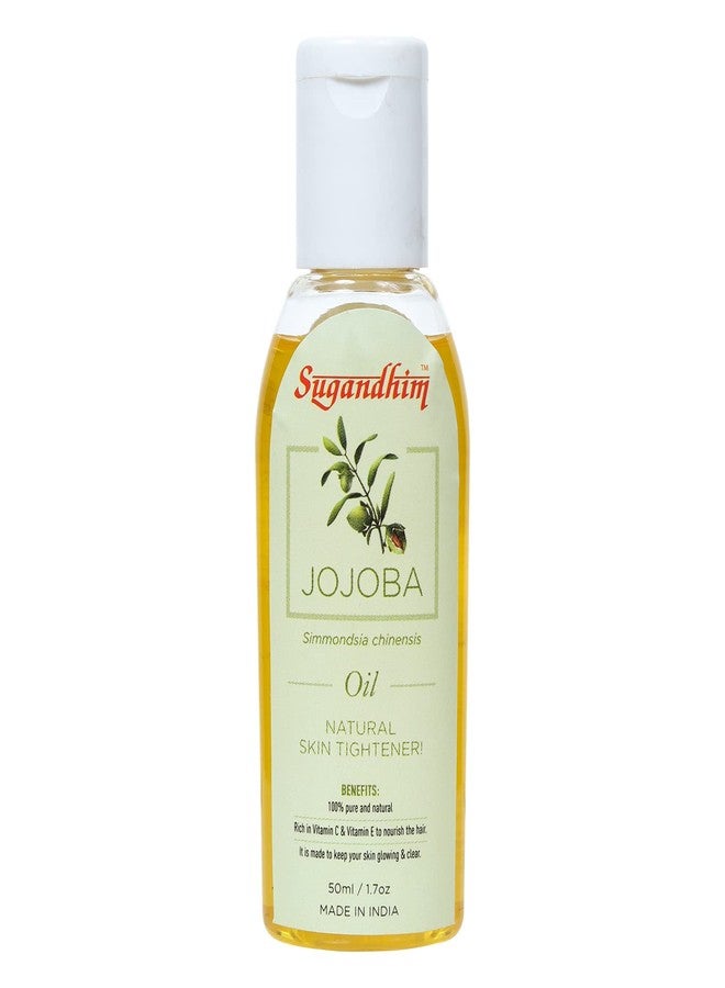 Sugandhim Jojoba Oil, Natural Skin Tightener & Hair Nourishment Oil, 1 x 50ml, Lubricating & Nourishing Oil, Healing Properties, Made In India - Image 1
