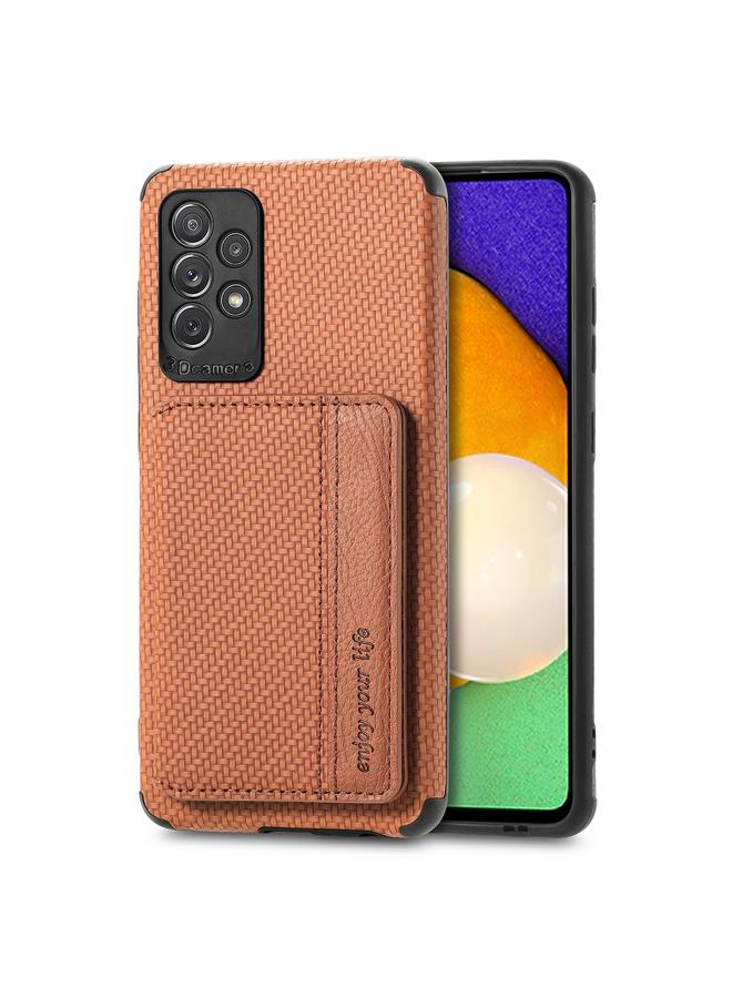 اس-توب جراب لهاتف Samsung Galaxy A72 5G / 4G مصنوع من ألياف الكربون وحقيبة بطاقات مغناطيسية من مادة TPU + PU وغطاء خلفي مقاوم للصدمات مع حامل وفتحة بطاقة وإطار صورة - Image 2