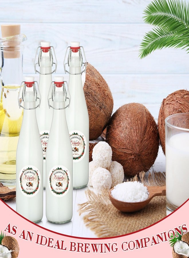 DoubleFill مجموعة DoubleFill المكونة من 8 زجاجات كوكيتو ذات غطاء متأرجح سعة 16 أونصة لتحضير خلاصة الفانيليا، زجاجات شفافة قابلة للطي مع أغطية محكمة الإغلاق وملصقات لتخمير مشروبات الكوكيتو الكحولية المنزلية (دائرية). - Image 3