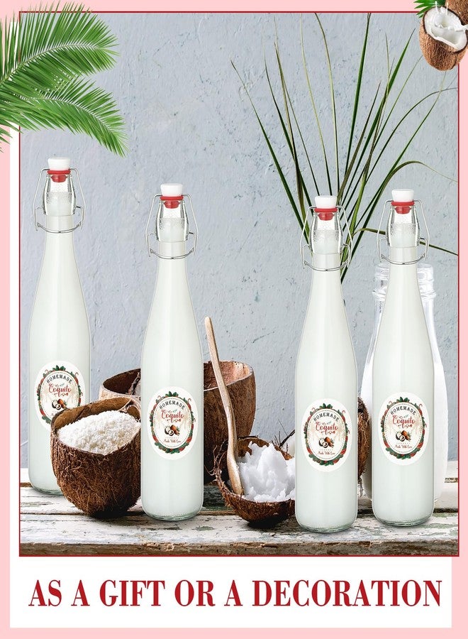 DoubleFill مجموعة DoubleFill المكونة من 8 زجاجات كوكيتو ذات غطاء متأرجح سعة 16 أونصة لتحضير خلاصة الفانيليا، زجاجات شفافة قابلة للطي مع أغطية محكمة الإغلاق وملصقات لتخمير مشروبات الكوكيتو الكحولية المنزلية (دائرية). - Image 5