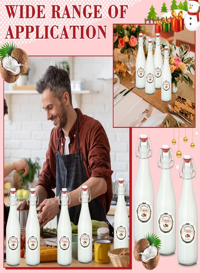 DoubleFill مجموعة DoubleFill المكونة من 8 زجاجات كوكيتو ذات غطاء متأرجح سعة 16 أونصة لتحضير خلاصة الفانيليا، زجاجات شفافة قابلة للطي مع أغطية محكمة الإغلاق وملصقات لتخمير مشروبات الكوكيتو الكحولية المنزلية (دائرية). - Image 4