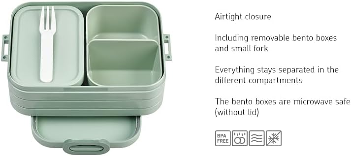 Mepal Bento Box Midi - Bento Lunch Box for 2 Sandwiches or 4 Bread Slices - Adults' Lunch Box for Sandwiches, Snacks & Leftovers - Nordic Black - Image 4