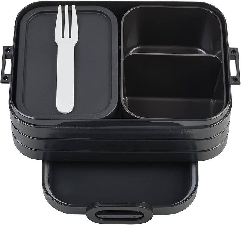 Mepal Bento Box Midi - Bento Lunch Box for 2 Sandwiches or 4 Bread Slices - Adults' Lunch Box for Sandwiches, Snacks & Leftovers - Nordic Black - Image 1