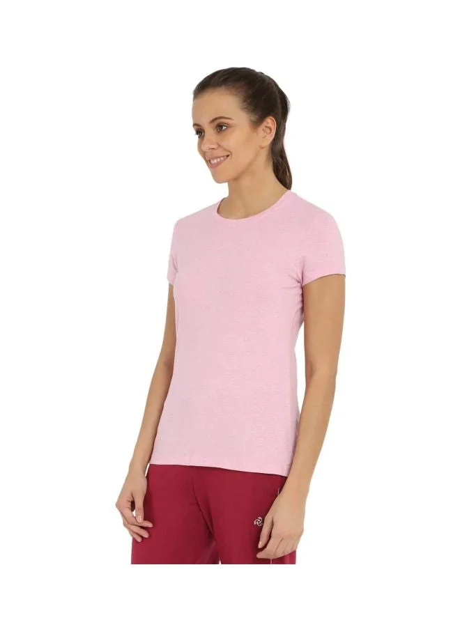 Jockey Pink lady Mel 1515 Women Super Combed Cotton Elastane Stretch Regular Fit Solid Round Neck Half Sleeve T Shirt for Women | Best Price UAE