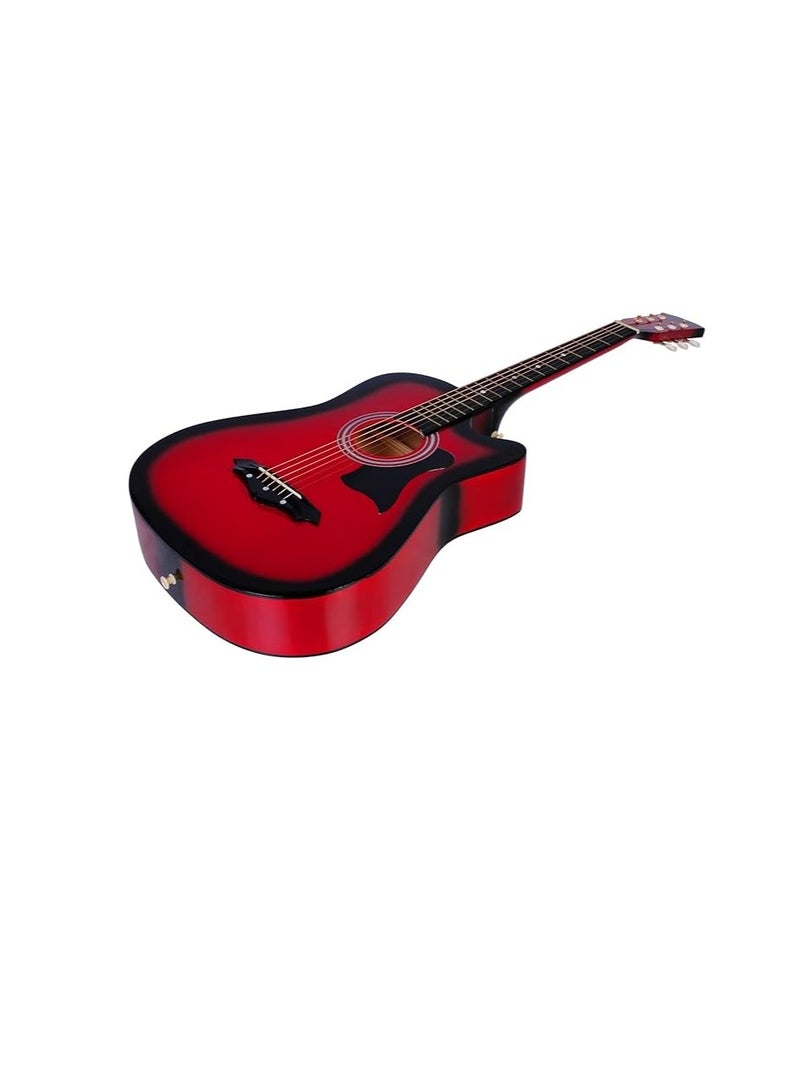 Megarya Megarya Flamingo Series Red MF38RSB Acoustic Guitar Made by Linden Binding and Full Wood Construction with Geared Tuning, Wood Frame and Steel Strings - Image 1