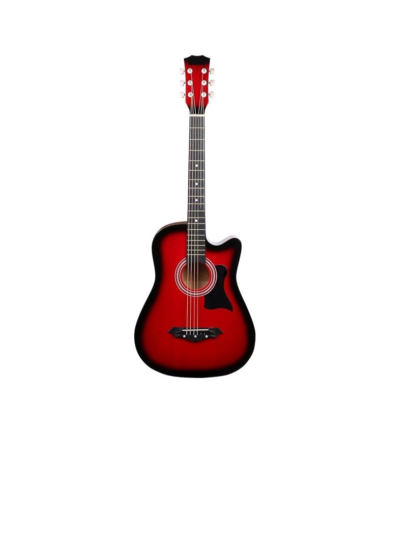 Megarya Megarya Flamingo Series Red MF38RSB Acoustic Guitar Made by Linden Binding and Full Wood Construction with Geared Tuning, Wood Frame and Steel Strings - Image 4