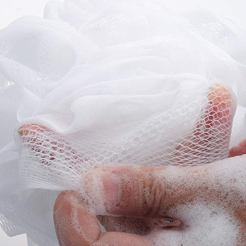 iboodi Bath Sponge Loofah Shower Pouf White Mesh Shower Puff Pack of 6 (35g/pcs) - Image 4