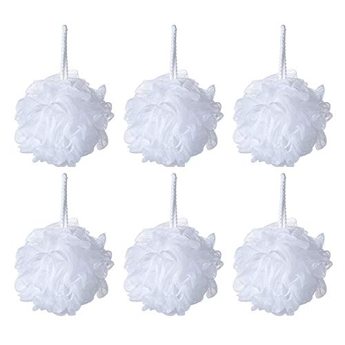 iboodi Bath Sponge Loofah Shower Pouf White Mesh Shower Puff Pack of 6 (35g/pcs) - Image 1