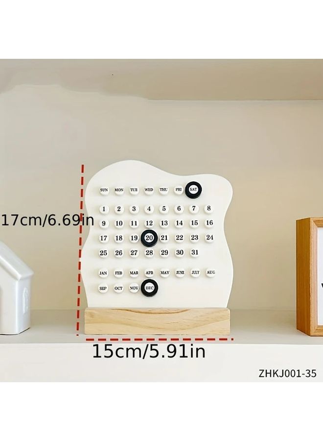 Wooden DIY Ring Calendar Black Desktop Accessory Weekly Monthly Display Office Home Decor - Image 3