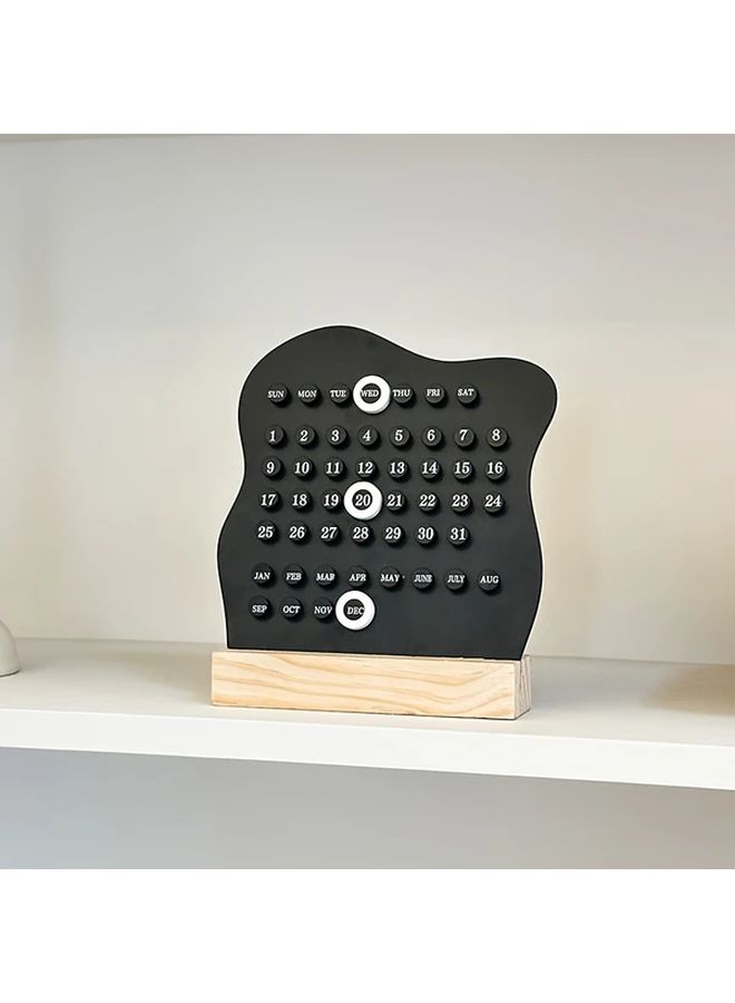 Wooden DIY Ring Calendar Black Desktop Accessory Weekly Monthly Display Office Home Decor - Image 4