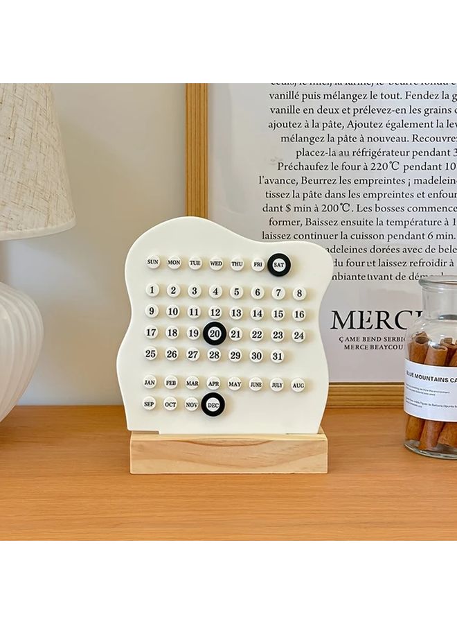 Wooden DIY Ring Calendar Black Desktop Accessory Weekly Monthly Display Office Home Decor - Image 2