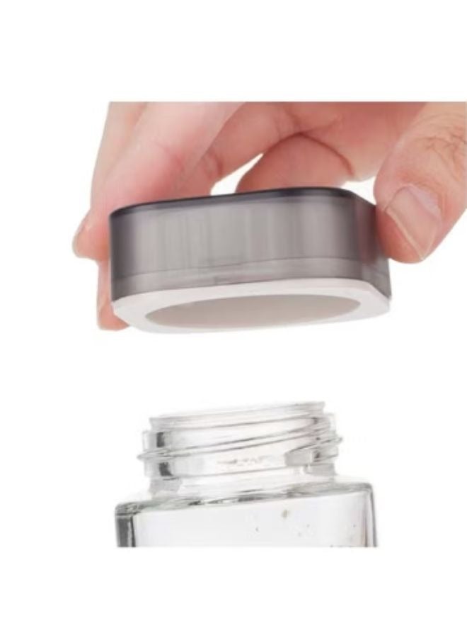 2 piece spice jar and 2 seasoning glass bottle storage rack set plastic lid transparent black - Image 2
