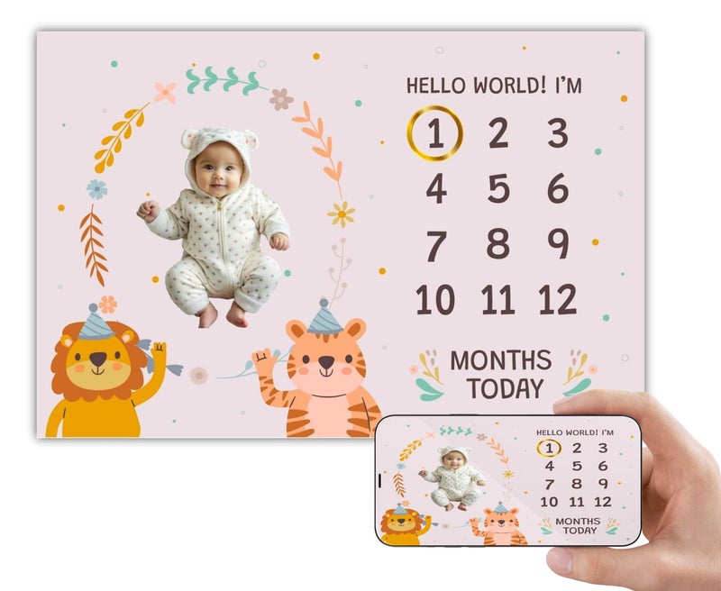 Hoolloomooloo Monthly Milestone Blanket JungleThemed Design 112 Months UltraSoft SkinFriendly Ideal for Newborn Boys Girls Perfect Baby Growth Tracker Photoshoot Prop
