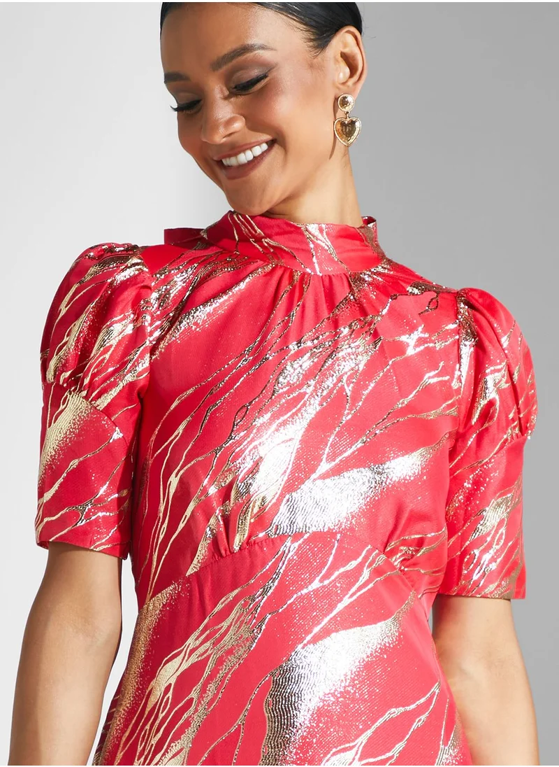 Closet London High Neck Shimmer Dress