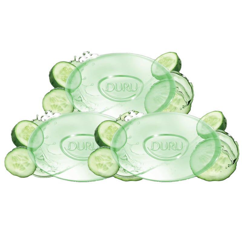 Duru Cucumber Glycerin Bar Soap Cleansing Bar Moisturizing Sensitive Skin - Vegan Transparent Paraben Free Alcohol Free Silicone Free Phthalete Free Gluten Free Body Wash - 3 Pack - Image 2